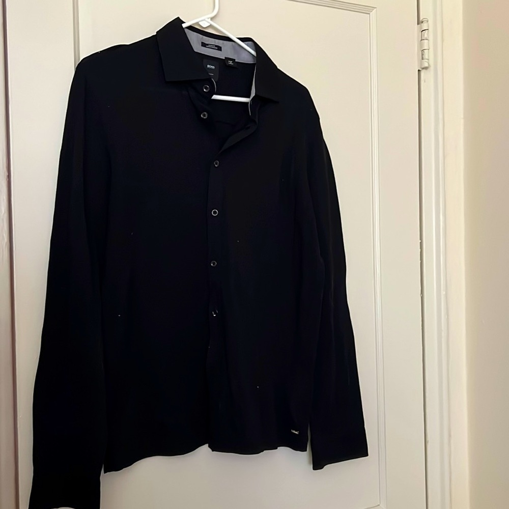 Boss button down black slim fit size: L